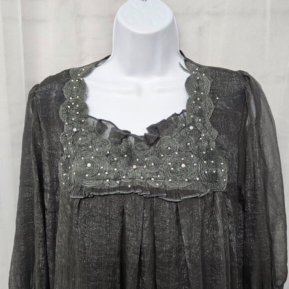 Pretty Angel Gray Dress Fairy Goth Whimsigoth Angelic Silk S - Picture 2 of 12